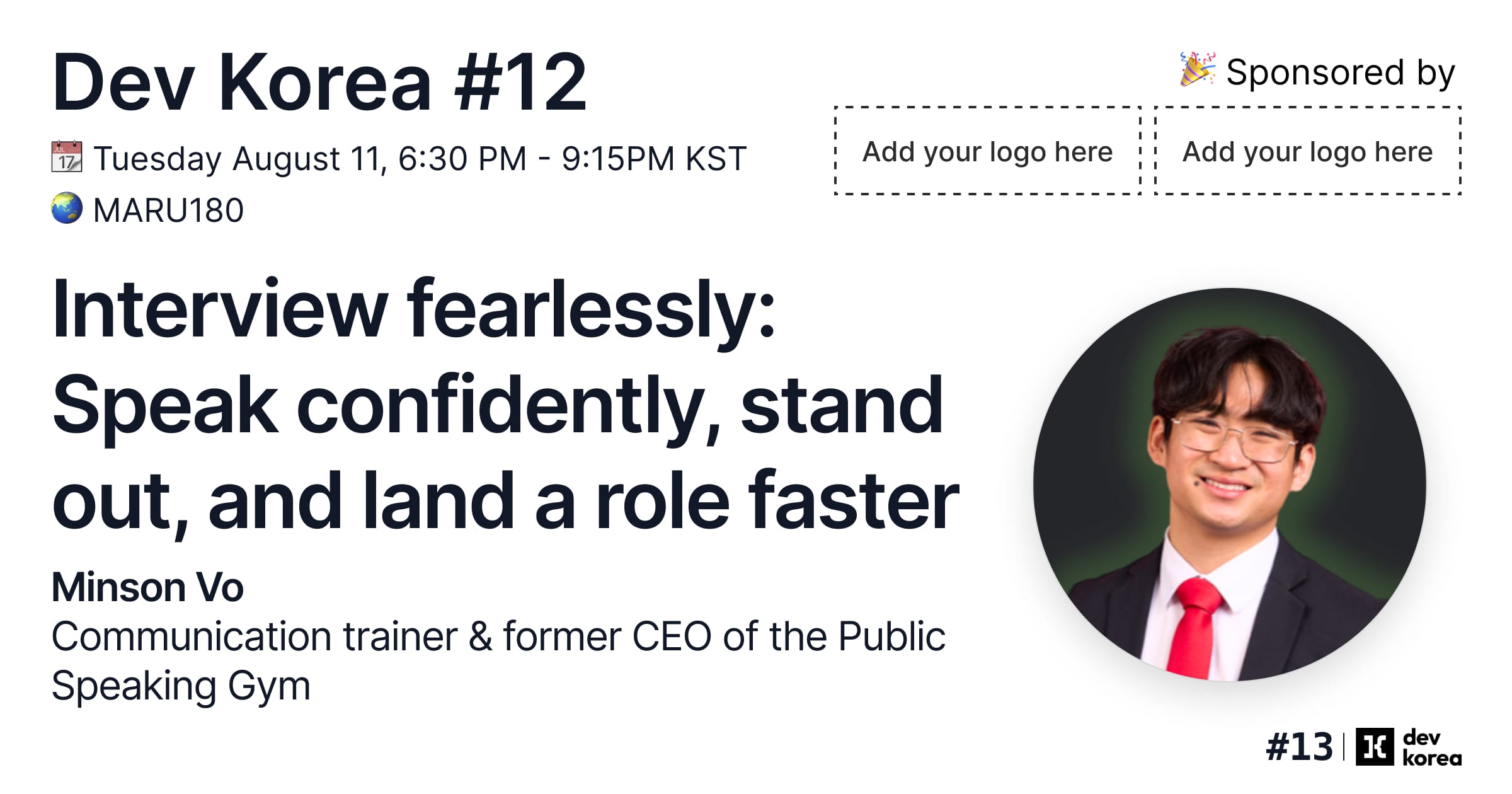 Whether you're actively interviewing, moving into a leadership role, or navigating the Korean job market as an expat, come sharpen how you show what you already know.